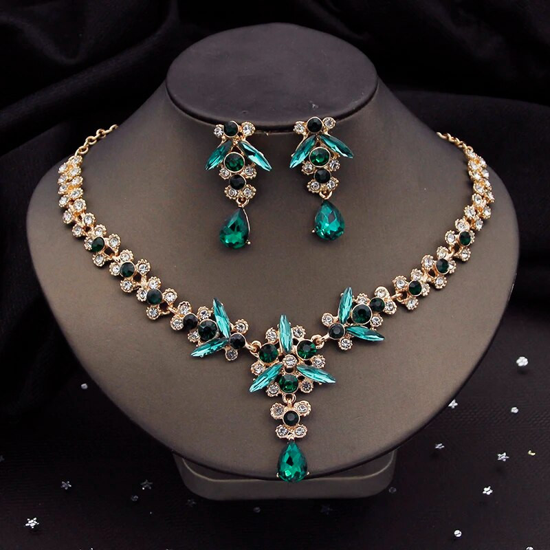 Luksuslikud violetsed kristallist pruudi ehete komplektid naistele kõrvarõngad kaelakee pulmakleit pruudi ehtekomplektid kostüümitarvikud