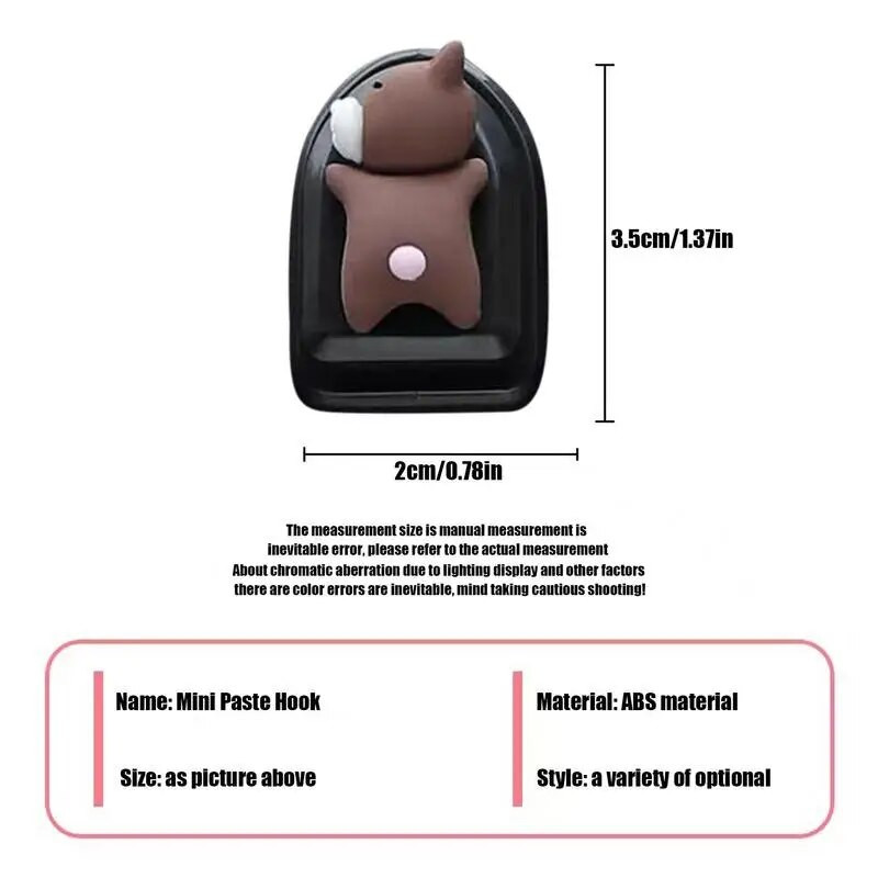 Auto mini-multikakonksud armsad loomakaunistused auto sisekujunduse hoidik Vastupidav väike konks Autotarvikud Kleepuvad