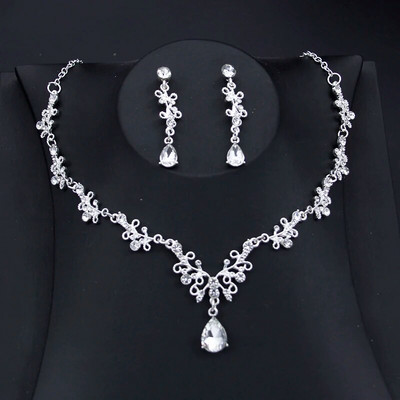 Roosad värvid lilledega ehtekomplektid naistele Luksuslik kaelakee ja rippuvad kõrvarõngad tüdrukutele pulmade pulmakee komplektid mood