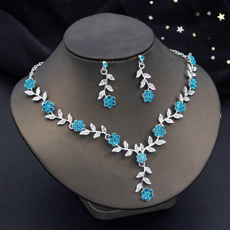 Elegantni kompleti cvjetnih ogrlica za žene Luksuzne ogrlice s ogrlicama i naušnicama Set vjenčanica Kompleti svadbenog nakita Moda