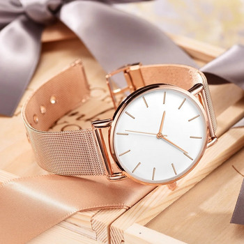 Модни дамски часовници Луксозен часовник от розово злато Дамски кварцов ръчен часовник Гривна Комплект Reloj Mujer Relogio Feminino zegarek damsk