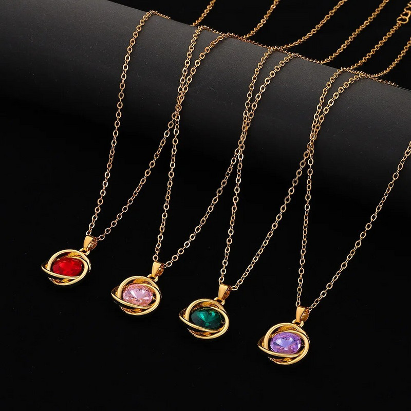 Romantiline elegantne geomeetriline mähis, värviline tsirkoonist ripatsiga kaelakee, kõrvarõngaste komplekt naistele moe pulmaehte pulmakomplekt