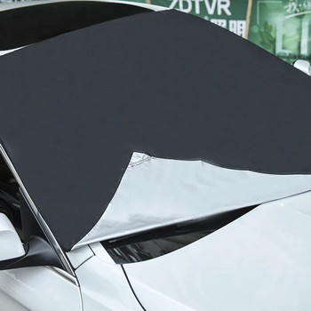 210 x 120 см автомобилен магнит Покритие на предното стъкло Снежно покритие Сенник Лед Сняг Защита от замръзване Предно стъкло Сребристо Черно покритие