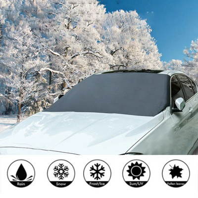 210 x 120 cm magnet za automobil Pokrivač vjetrobranskog stakla Snježni pokrivač Suncobran Led Snijeg Zaštita od mraza Vjetrobransko staklo Srebrno crni poklopac