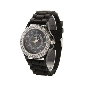 Дамски модни кварцови часовници с кристали Момичета Лятна силиконова каишка Часовник с желецветен цвят Тийнейджърски прости ежедневни спортни часовници