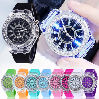 Модни LED спортни часовници Geneva Luminous Дамски кварцов часовник Дамски дамски силиконови ръчни часовници Glowing Relojes Mujer