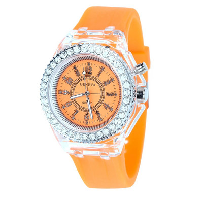 Modes LED sporta pulksteņi Geneva Luminous sieviešu kvarca pulkstenis Sieviešu Sieviešu Silikona rokas pulksteņi Kvēlojošs Relojes Mujer