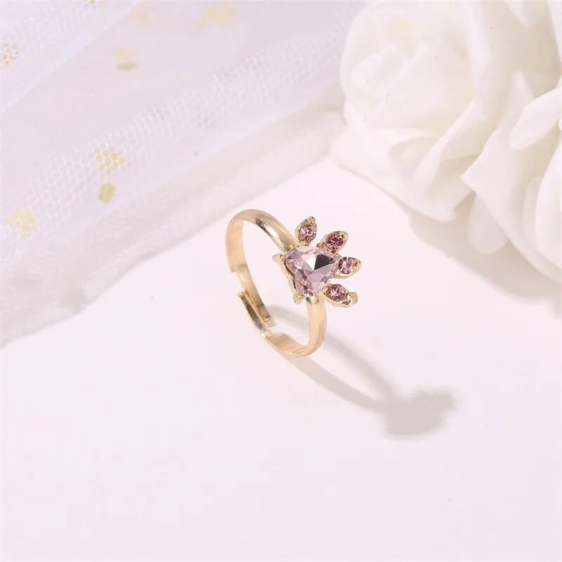 Mielas žavinga rožinė cirkonio animacinių filmų šunų letenėlė katė letenėlė pakabukas karoliai auskarai žiedas apyrankės rinkinys moterims gimtadienio dovana žmonai