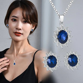 Peen luksuslik ookeanisüdamega päevalilleripatsiga kaelakee kõrvarõngakomplekt naistele võluv kunstlik kalliskivi hõbetatud ehe sünnipäevakingitus