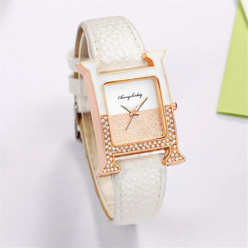 Πολυτελή επώνυμα γυναικεία ρολόγια μόδας κρύσταλλο με διαμάντια υψηλής ποιότητας σχέδιο χαλαζία Ρολόι Casual λευκό δερμάτινο ρολόι δώρου
