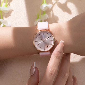 Πολυτελή γυναικεία ρολόγια Rhinestone Encrusted λουράκι σιλικόνης Simple Temperament Γυναικείο ρολόι χειρός Quartz Ρολόι για γυναίκες