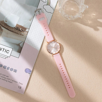 Луксозни дамски часовници Силиконова каишка с инкрустирани кристали Изчистен темперамент Дамски ръчен часовник Кварцов часовник за дамски часовник