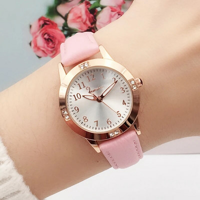 UTHAI CQ22 Kids Bērnu kvarca pulkstenis meitenēm pulksteņi pulksteņi pulksteņi meiteņu rokas pulkstenis ādas pulkstenis bērnu meitene rozā zelta