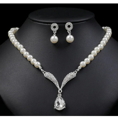 3 tk/komplekt kahekihiline pärliga naturaalne mageveepärliga kõrvarõnga kaelakee naiste kihlumiseks pulmakaelakee võlu