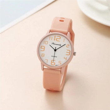 Дамски моден спортен силиконов часовник в цвят желе Обикновен нов модерен дамски кварцов часовник с цифрово лице