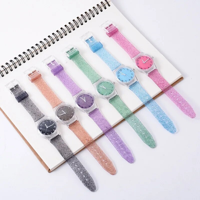 UTHAI CQ25 lastekell laste kvartskellad käekell želee tüdrukule poisile spordikellad õpilase läbipaistev plastik