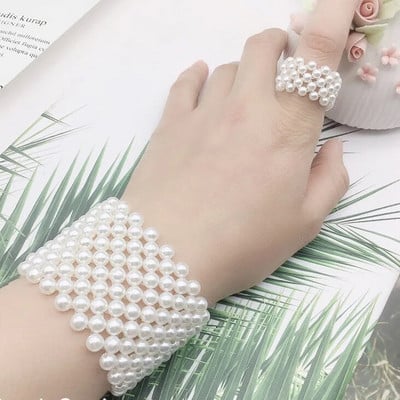 CANPEL 2TK/KOMPLEKT Pruudi ehete komplektid valge pärliga tsirkoon naiste pulmaripats kõrvarõngad kaelakee komplekt boho pärlikee