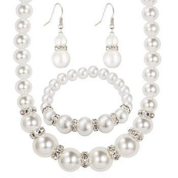 CANPEL Charm Σετ κοσμημάτων γάμου Pearl Party Prom Δώρο Κρυστάλλινο βραχιόλι κολιέ σκουλαρίκια για γυναίκες Σετ κοσμημάτων