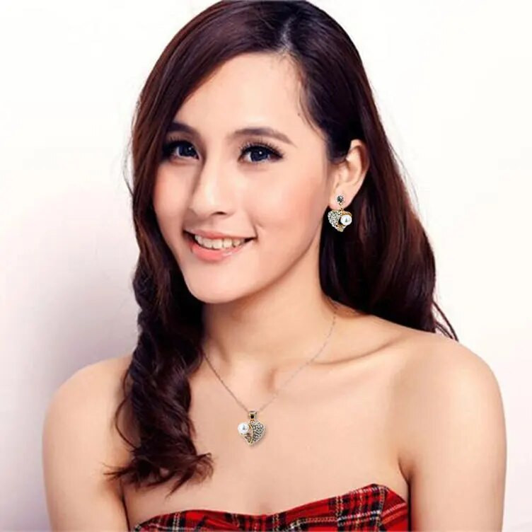 CANPEL Hesiod White Snowflake imitācijas pērļu kaklarotas auskaru komplekts Austrijas kristāla kaklarotas rotaslietas komplekti sievietēm