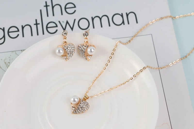 CANPEL Hesiod White Snowflake imitācijas pērļu kaklarotas auskaru komplekts Austrijas kristāla kaklarotas rotaslietas komplekti sievietēm