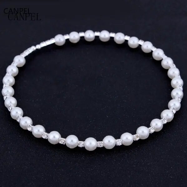 Naujas mados vestuvių nuotakos papuošalų rinkinys Pearl Party Prom Sidabrinės spalvos krištolo apyrankės karoliai auskarai moterims papuošalų rinkiniai