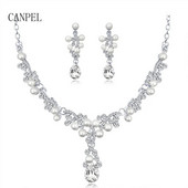 CANPEL Luxury Pearls Pruudi ehete komplektid naistele Choker kaelakee komplektid Peoõhtu pulmade pruudi ehtekomplektid Aksessuaarid