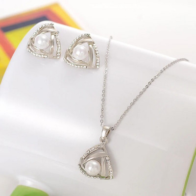 Σετ κολιέ κρεμαστό κρεμαστό σετ κρεμαστό κολιέ σκουλαρίκια κρυστάλλινη σταγόνα νερού Γυναικεία Σετ κοσμημάτων με κλείδα φιδιού Χρυσό χρώμα προσομοίωση μαργαριτάρι σετ κοσμημάτων