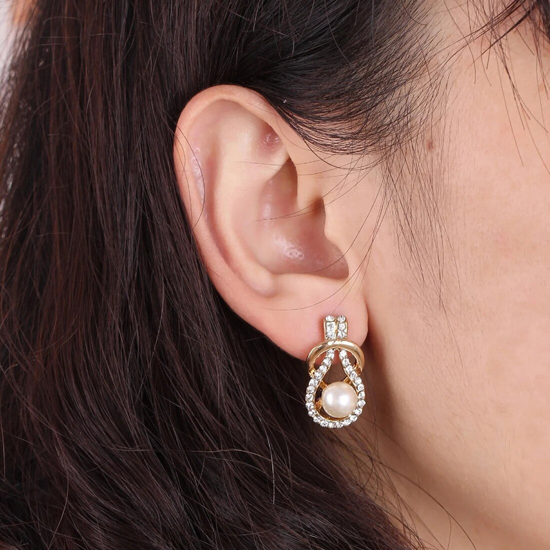 Σετ κολιέ κρεμαστό κρεμαστό σετ κρεμαστό κολιέ σκουλαρίκια κρυστάλλινη σταγόνα νερού Γυναικεία Σετ κοσμημάτων με κλείδα φιδιού Χρυσό χρώμα προσομοίωση μαργαριτάρι σετ κοσμημάτων