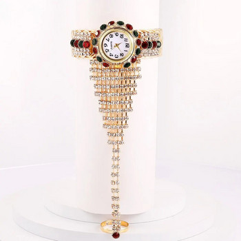 Луксозни дамски гривни Кварцови часовници за жени Диамантен часовник Дамска спортна рокля Червен циферблат Ръчен часовник Часовник Relogio Feminin