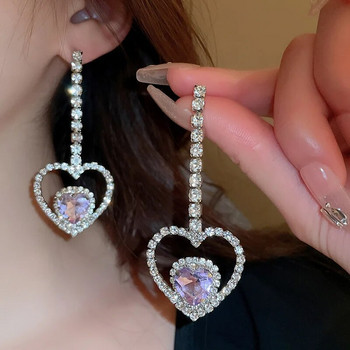 FYUAN Κορεάτικο στυλ Κολιέ κούφια καρδιά Γυναικεία σκουλαρίκια κρυστάλλινα σκουλαρίκια Γυναικεία Σετ κοσμήματα νύφης γάμου Αξεσουάρ