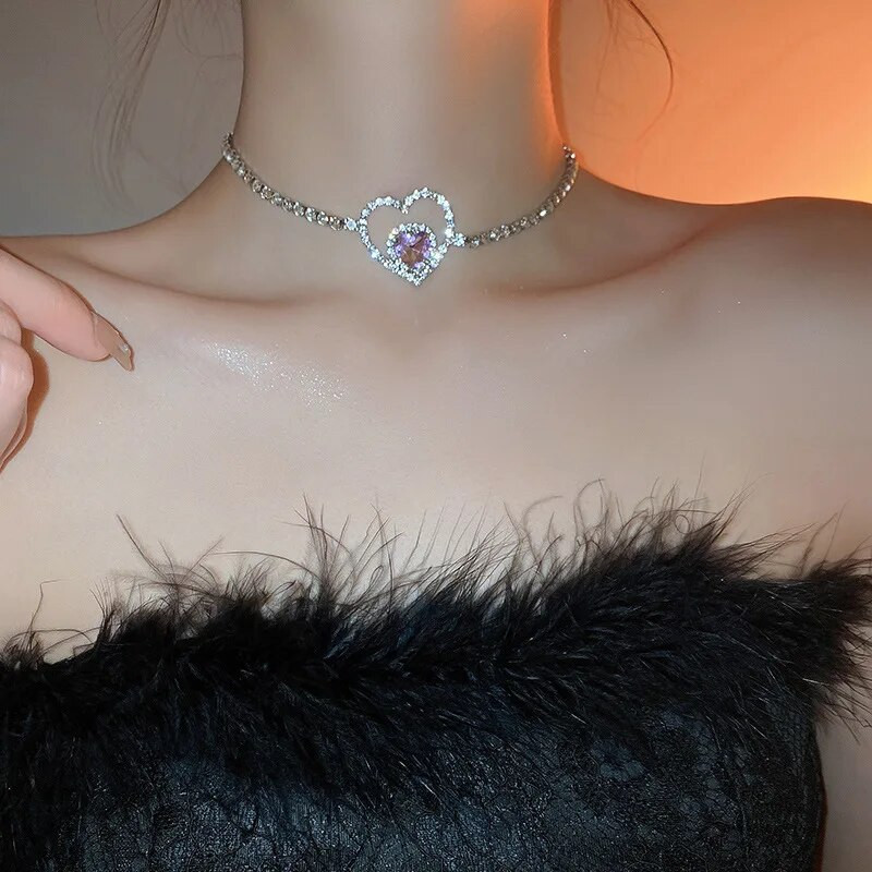 FYUAN Κορεάτικο στυλ Κολιέ κούφια καρδιά Γυναικεία σκουλαρίκια κρυστάλλινα σκουλαρίκια Γυναικεία Σετ κοσμήματα νύφης γάμου Αξεσουάρ