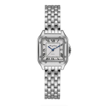 Луксозни маркови дамски часовници 2023 Прост квадратен римски календар Дамски кварцов часовник Моден дамски часовник с каишка от неръждаема стомана