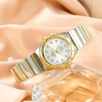 Нови ежедневни дамски часовници Кварцов часовник с кръгла стрелка Моден циферблат с декорация на кристали Водоустойчива рокля Ръчен часовник за жени Момичета