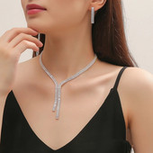 FYUAN 3 Styles Paprasti geometriniai cirkonio karoliai auskarai Moteriški krištolo auskarai vestuvėms nuotakos papuošalų rinkiniai Priedai