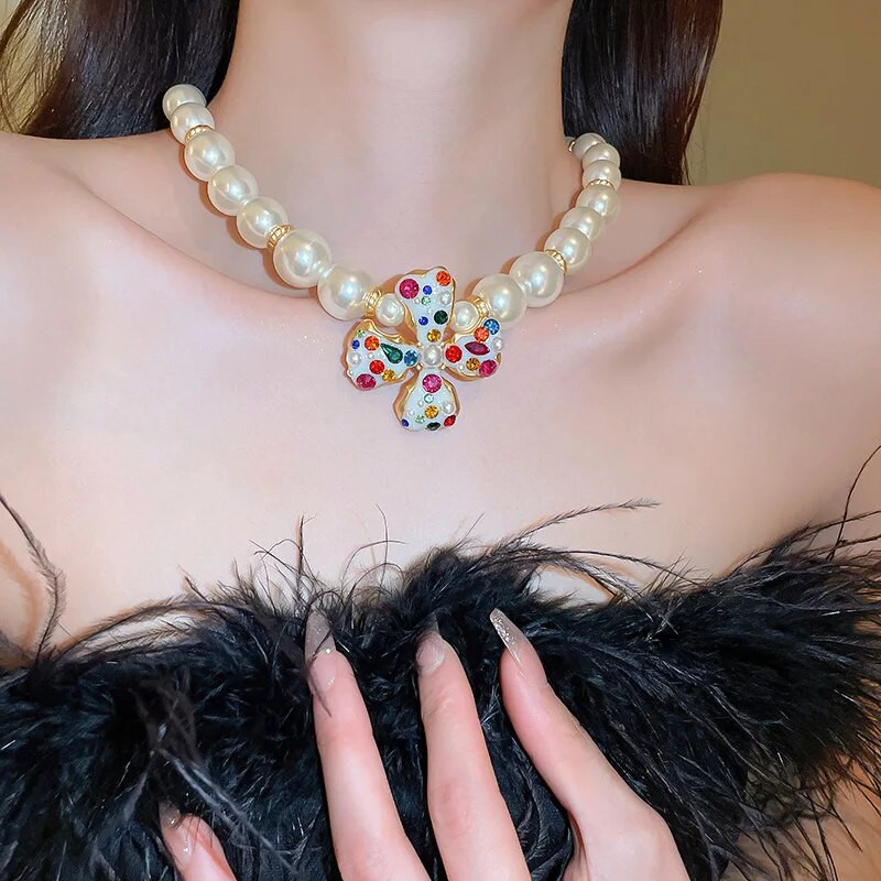 Σκουλαρίκια με μαργαριταρένιο κολιέ FYUAN Γυναικεία Σκουλαρίκια με κλιπ με κρύσταλλο σε κορεατικό στυλ Σκουλαρίκια σετ κοσμημάτων για δεξιώσεις γάμου