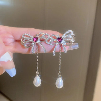 FYUAN Перлена огърлица в корейски стил Обеци Дамски кристални обеци с бантик Дамски комплекти бижута за сватба Аксесоари