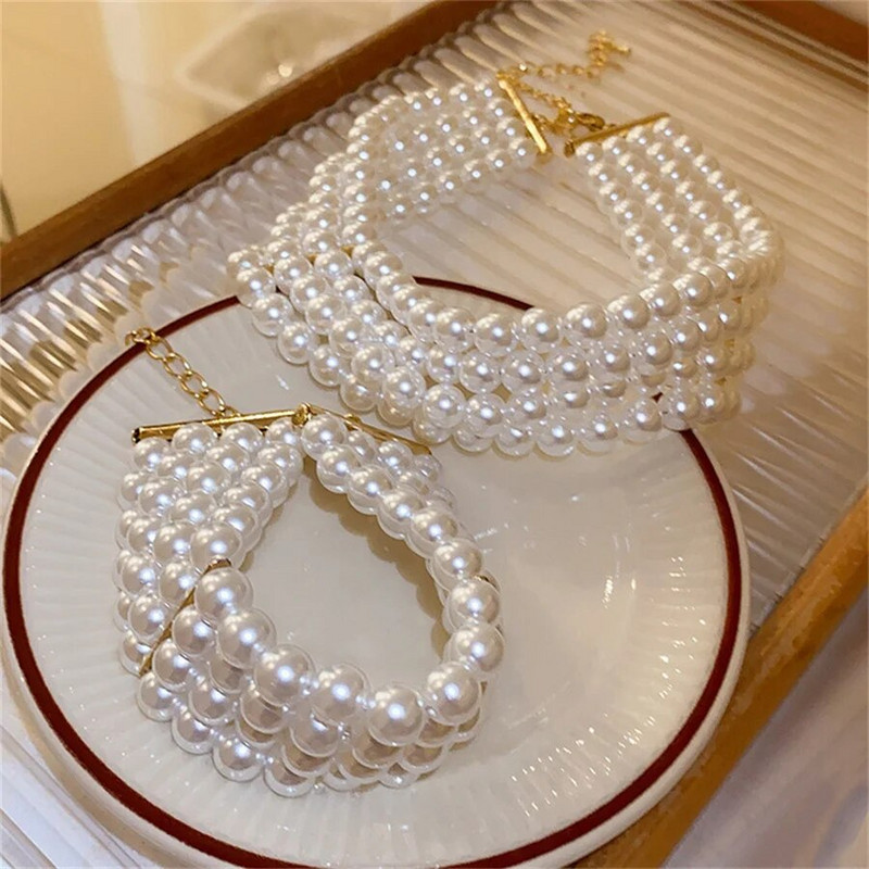 FYUAN Σετ κολιέ με μαργαριτάρια Γεωμετρικό κολιέ Γυναικείο Γάμος Αξεσουάρ κοσμήματα νύφης