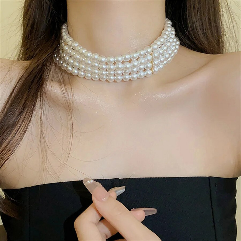 FYUAN Σετ κολιέ με μαργαριτάρια Γεωμετρικό κολιέ Γυναικείο Γάμος Αξεσουάρ κοσμήματα νύφης