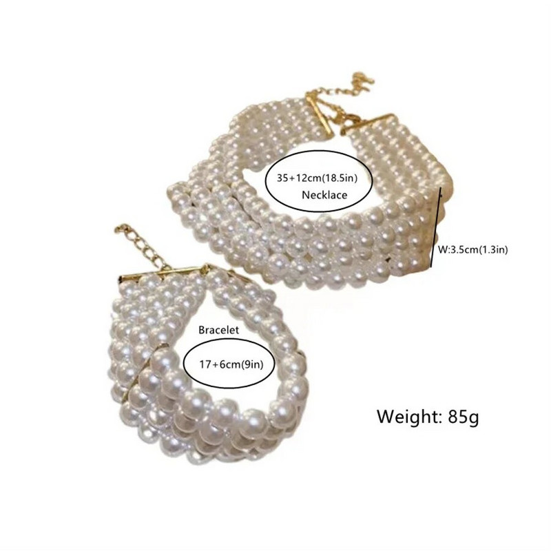 FYUAN Σετ κολιέ με μαργαριτάρια Γεωμετρικό κολιέ Γυναικείο Γάμος Αξεσουάρ κοσμήματα νύφης