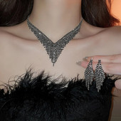 FYUAN Fashion pika tutiga kaelakee kõrvarõngad naistele mustad kividest kõrvarõngad naiste peopulmad ehete komplektid