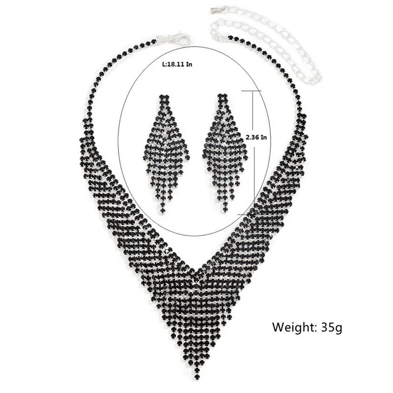 FYUAN Fashion pika tutiga kaelakee kõrvarõngad naistele mustad kividest kõrvarõngad naiste peopulmad ehete komplektid