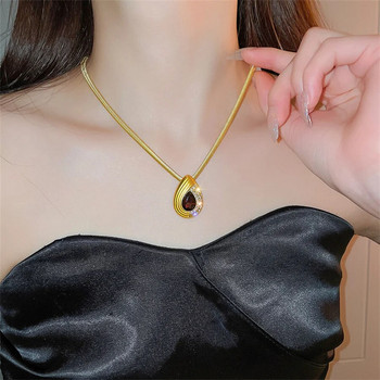 FYUAN Vintage Style Χρυσό Χρώμα Αλυσίδα Σκουλαρίκια Γυναικεία Σκουλαρίκια Κρυστάλλινα Σκουλαρίκια Νυφικά Σετ κοσμήματα Νύφης