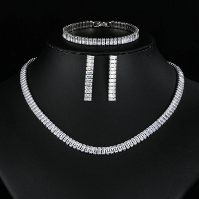 Luksuslik pisar tsirkooniumoksiidist kolmeosaline pulm pruudi mood kaelakee kõrvarõngad käevõru Naiste ehted tarvikud tasuta kohaletoimetamine