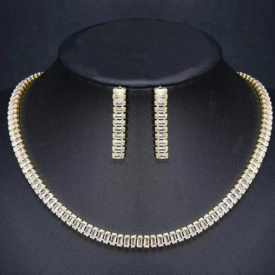 Luksuslik pisar tsirkooniumoksiidist kolmeosaline pulm pruudi mood kaelakee kõrvarõngad käevõru Naiste ehted tarvikud tasuta kohaletoimetamine