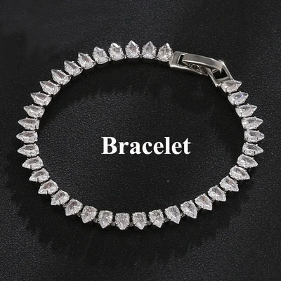 Luksuslik pisar tsirkooniumoksiidist kolmeosaline pulm pruudi mood kaelakee kõrvarõngad käevõru Naiste ehted tarvikud tasuta kohaletoimetamine