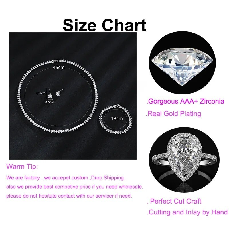 Luksuslik pisar tsirkooniumoksiidist kolmeosaline pulm pruudi mood kaelakee kõrvarõngad käevõru Naiste ehted tarvikud tasuta kohaletoimetamine