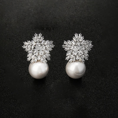 Lumehelbeke jõulude kaelakee kõrvarõngaste komplekt naistele ehted uus luksuslik pulmakarp pärlimaterjal naistele kingitus pidu regalo