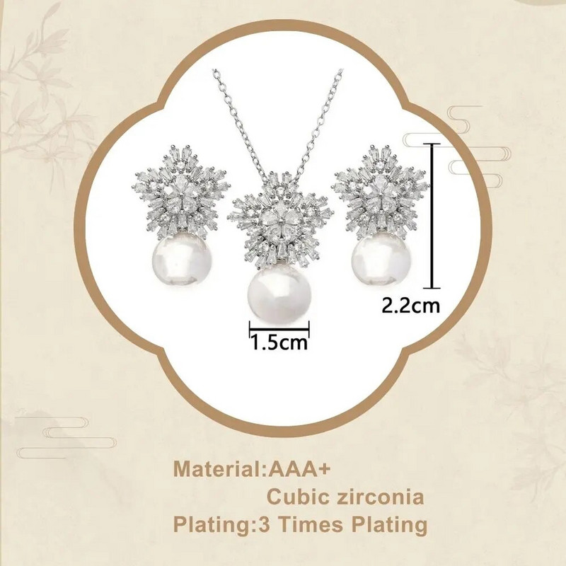 Lumehelbeke jõulude kaelakee kõrvarõngaste komplekt naistele ehted uus luksuslik pulmakarp pärlimaterjal naistele kingitus pidu regalo