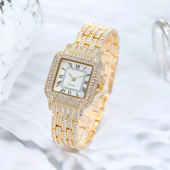 2023 нов моден дамски часовник с метална каишка Луксозен кварцов часовник с метална каишка с пълна звезда и кристали за жени