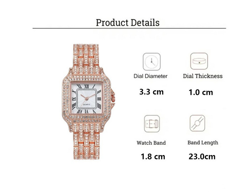 2023. aasta uus moodne naiste käekell, metallist rihmaga luksuslik täistärniga kivist metallist rihmaga kvartskell naiste ajanäitaja